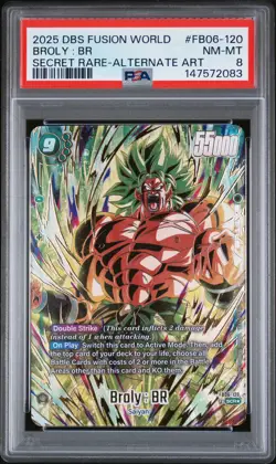 2025 DRAGON BALL SUPER CARD GAME FUSION WORLD RIVALS CLASH BROLY : BR PSA 8 - Image 1