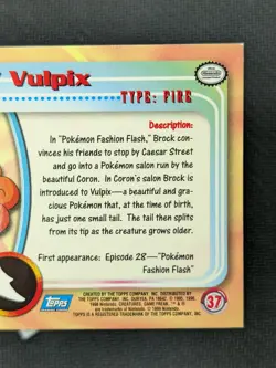 Vulpix #37 Topps Series 1 Blue Logo Holo Foil Pokemon Card LP - Image 3