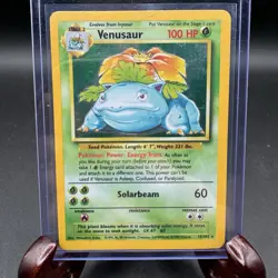 RARE Pokemon Base Set Venusaur 15/102 (MP/HP) Fast Free Shipping - Image 1