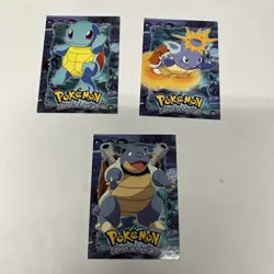 Topps Pokemon E7, E8, E9 Gotta Catch Em All Squirtle, Wartortle, Blastoise Blue - Image 1