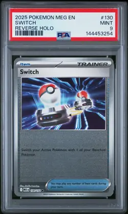 2025 POKEMON MEG EN-MEGA EVOLUTION REVERSE HOLO #130 SWITCH PSA 9 - Image 1