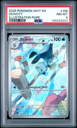 2025 POKEMON WHT EN-WHITE FLARE ILLUSTRATION RARE #106 DEWOTT PSA 8 - Image 1