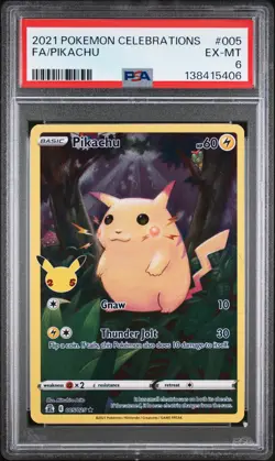 2021 POKEMON CELEBRATIONS #005 FULL ART/PIKACHU PSA 6 - Image 1
