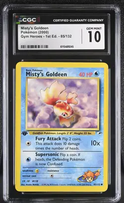 CGC GEM MINT 10 Pokemon Misty's Goldeen 85/132 2000 Gym Heroes 1st Edition - Image 1
