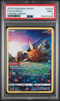 2023 POKEMON SWORD & SHIELD CROWN ZENITH #GG15 FULL ART/SOLROCK PSA 9 - Image 1