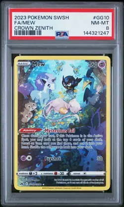 2023 POKEMON SWORD & SHIELD CROWN ZENITH #GG10 FULL ART/MEW PSA 8 - Image 1