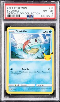 2021 POKEMON MCDONALD'S COLLECTION #17 SQUIRTLE PSA 8 - Image 1