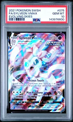 2021 POKEMON SWORD & SHIELD EVOLVING SKIES #075 FULL ART/SYLVEON VMAX PSA 10 - Image 1