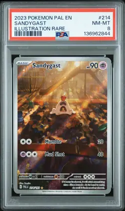 2023 POKEMON PAL EN-PALDEA EVOLVED ILLUSTRATION RARE #214 SANDYGAST PSA 8 - Image 1