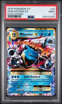 2016 POKEMON XY EVOLUTIONS #22 M BLASTOISE EX PSA 9 - Image 1