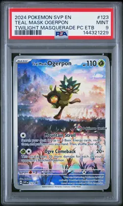 2024 POKEMON TWILIGHT MASQUERADE POKEMON CENTER ETB TEAL MASK OGERPON PSA 9 - Image 1
