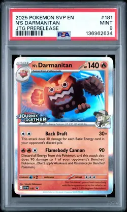 2025 POKEMON SVP PROMO JOURNEY TOGETHER PRERELEASE #181 N'S DARMANITAN PSA 9 - Image 1