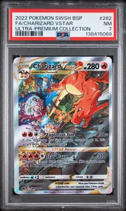 2022 POKEMON SWSH BLACK STAR PROMO #262 FULL ART/CHARIZARD VSTAR PSA 7 - Image 1