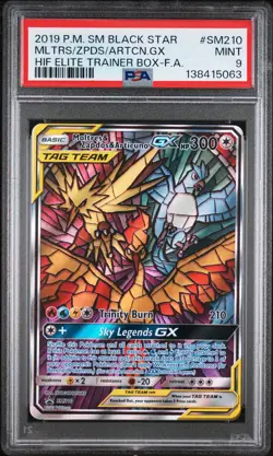 2019 POKEMON SM BLACK STAR PROMO FULL ART/MOLTRES & ZAPDOS & ARTICUNO GX PSA 9 - Image 1