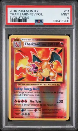 2016 POKEMON XY EVOLUTIONS #11 CHARIZARD-REVERSE FOIL PSA 9 - Image 1