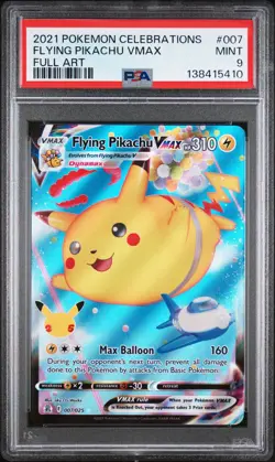 2021 POKEMON CELEBRATIONS #007 FULL ART/FLYING PIKACHU VMAX PSA 9 - Image 1
