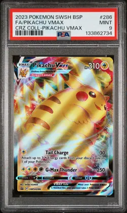 2023 POKEMON SWSH BLACK STAR PROMO #286 FULL ART/PIKACHU VMAX PSA 9 - Image 1