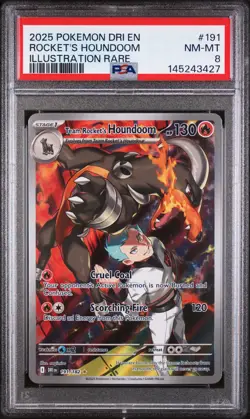 2025 Pokemon Destined Rivals Team Rocket’s Houndoom #191 IR PSA 8 NM-MT - Image 1