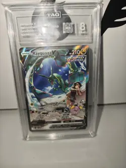 2021 Pokemon Evolving Skies Rayquaza V Alt Art 194 TAG 8 Regrade potential - Image 1