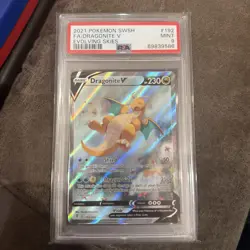 2021 POKEMON EVOLVING SKIES DRAGONITE V FULL ART #192 PSA 9! - Image 1