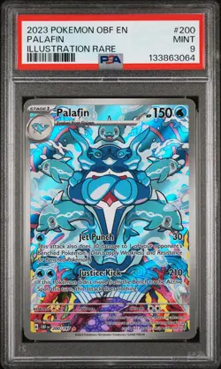 2023 POKEMON OBF EN-OBSIDIAN FLAMES ILLUSTRATION RARE #200 PALAFIN PSA 9 - Image 1
