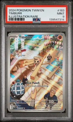 2024 POKEMON TWM EN-TWILIGHT MASQUERADE ILLUSTRATION RARE #183 TIMBURR PSA 9 - Image 1