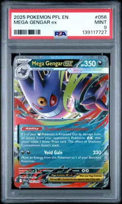 2025 POKEMON PFL EN-PHANTASMAL FLAMES #056 MEGA GENGAR EX PSA 9 - Image 1