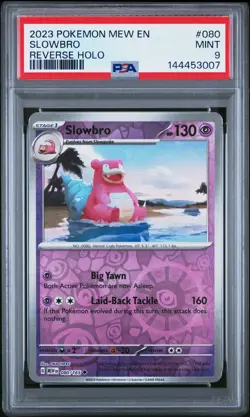 2023 POKEMON MEW EN-151 REVERSE HOLO #080 SLOWBRO PSA 9 - Image 1