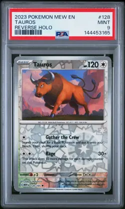 2023 POKEMON MEW EN-151 REVERSE HOLO #128 TAUROS PSA 9 - Image 1