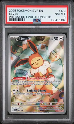 2025 POKEMON SVP EN-SV BLACK STAR PROMO #173 EEVEE PSA 8 - Image 1