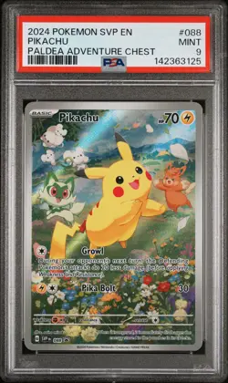 2024 POKEMON SVP EN-SV BLACK STAR PROMO PALDEA ADVENTURE CHEST PIKACHU PSA 9 - Image 1