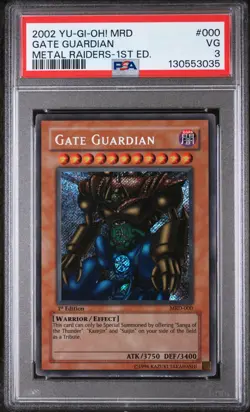 2002 YU-GI-OH! MRD-METAL RAIDERS 1ST EDITION #000 GATE GUARDIAN PSA 3 - Image 1