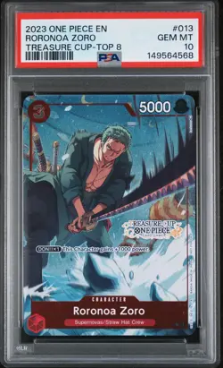 2023 ONE PIECE PROMOS TREASURE CUP 2023-TOP 8 #013 RORONOA ZORO PSA 10 - Image 1