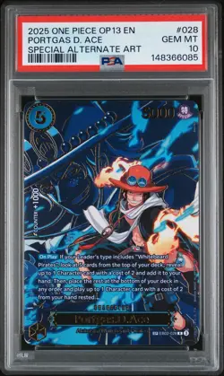 2025 ONE PIECE CARRYING ON HIS WILL SPECIAL ALT ART #028 PORTGAS D. ACE PSA 10 - Image 1