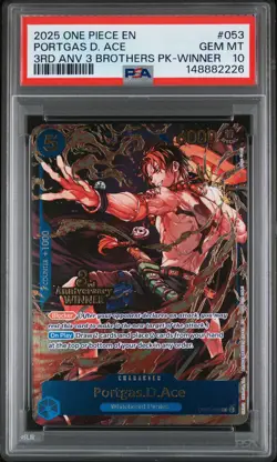 2025 ONE PIECE 3RD ANNIV TOURNAMENT 3 BROTHERS PACK WINNER PORTGAS D. ACE PSA 10 - Image 1