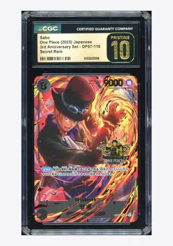 One Piece CGC 10 PRISTINE Sabo SEC Promo 2025 OP07-118 3RD Anniversary Japanese - Image 1