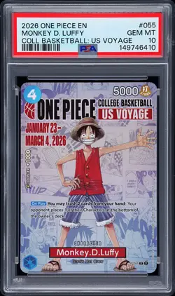 2026 ONE PIECE PROMOS COLLEGE BASKETBALL : US VOYAGE MONKEY D. LUFFY PSA 10 - Image 1