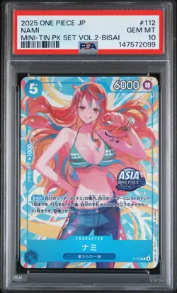 2025 ONE PIECE JAPANESE MINI-TIN PACK SET VOL.2 BISAI #112 NAMI PSA 10 - Image 1