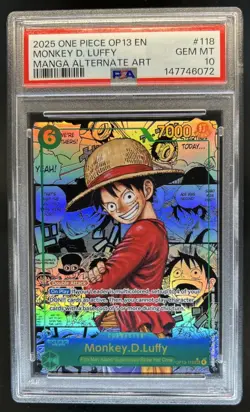 2025 One Piece Monkey.D.Luffy Secret Rare Alt Manga Art #OP11-118 PSA 10 - Image 1