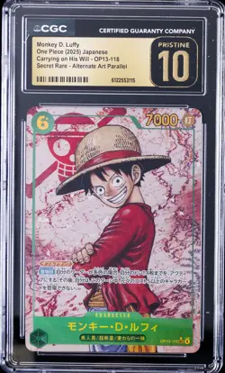 2025 ONE PIECE JPN CARRYING ON HIS WILL ALT ART MONKEY D LUFFY CGC 10 PRISTINE - Image 1
