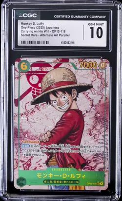 2025 ONE PIECE JAPANESE CARRYING ON HIS WILL ALT ART MONKEY D. LUFFY CGC 10 - Image 1