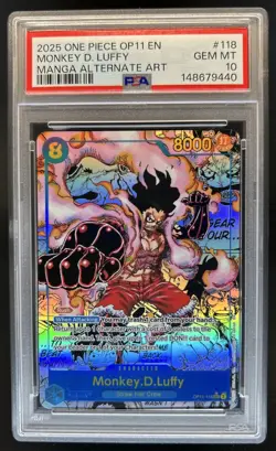 2025 One Piece Monkey.D.Luffy Secret Rare Alt Manga Art #OP11-118 PSA 10 - Image 1