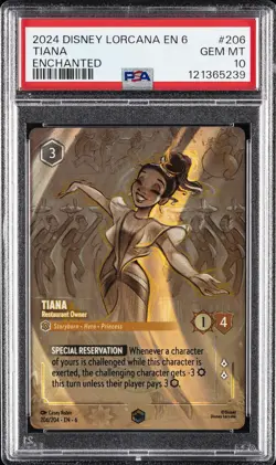 2024 DISNEY LORCANA EN 6-AZURITE SEA ENCHANTED TIANA RESTAURANT OWNER PSA 10 - Image 1