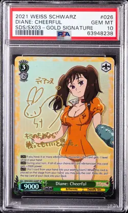 2021 WEISS SCHWARZ THE SEVEN DEADLY SINS GOLD SIG #026 DIANE: CHEERFUL PSA 10 - Image 1