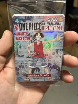 Bandai Namco Monkey.D.Luffy One Piece CCG College Basketball US Voyage Holo Card - Image 1