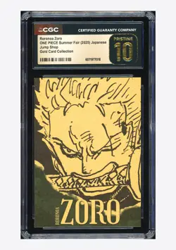 One Piece CGC 10 PRISTINE Roronoa Zoro Gold Card 2025 Jump Shop Japanese - Image 1