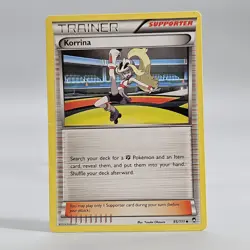 Pokemon TCG Trainer Korrina 95/111 XY Furious Fists Non Holo Card Crease - Image 2