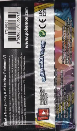 1 pack of Pokemon Sword and Shield Base Trading Card Game Booster 820650806520 - Image 2