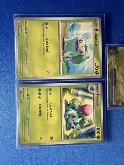 Venusaur ex Stellar Crown+Ivysaur+Bulbasaur 3-card mixed Pokemon lot - PWE - Image 4