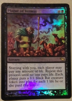 Plague of Vermin. FOIL Shadowmoor. Near Mint. Black Rare. Free Shipping - Image 1